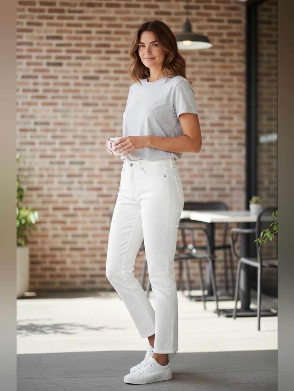 LOFT Curvy Straight Ankle Jeans White Spring Summer Preppy Classic Womens